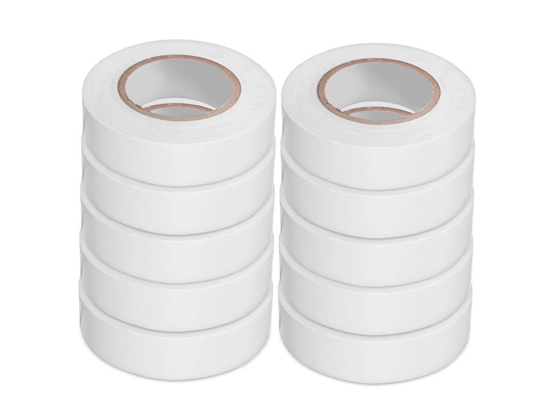 Fita Isolante Elétrica De Pvc Branca Ultechnovo, Rolo De 20 Metros, Resistente A Produtos Químicos E Abrasão, Pacote Com