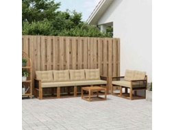 Vidaxl Conjunto De Sofás Para Exterior 7 Pcs Natural E Bege
