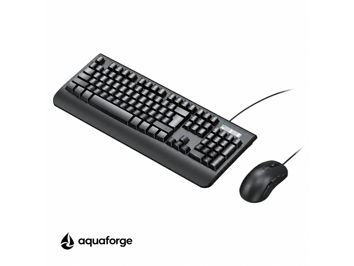 Kit Teclado E Rato Usb Com Fio Preto, Para Escritório