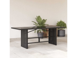 Vidaxl Mesa De Jardim Com Tampo De Vidro 190x80x75 Cm Vime Pe Preto