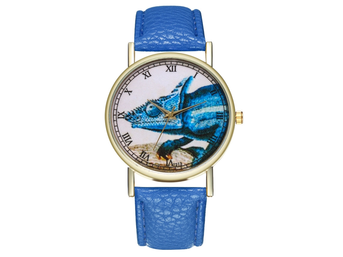 Reloj De Pulsera Analógico De Cuarzo Para Parejas Con Correa De Pu Azul Real