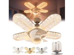 Ventilador De Teto Com Luminária Led 5 Pás Efeito Cristal, 3 Cores