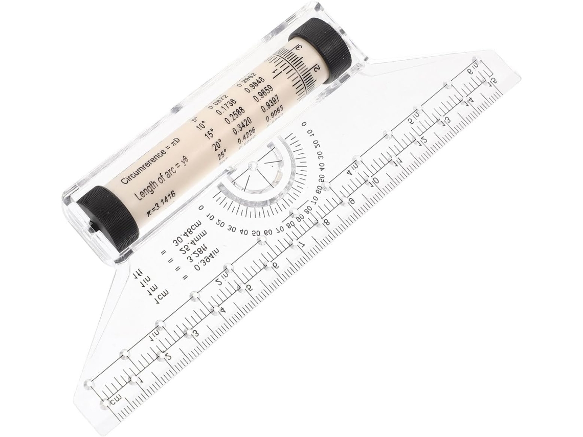 Régua paralela multifuncional de plástico de 15 cm para desenho.