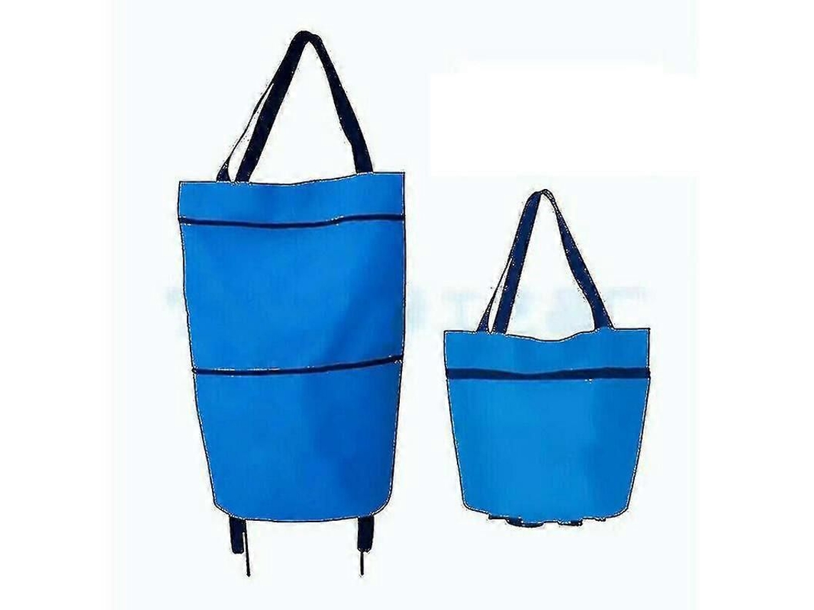 Sacola de Compras Dobrável com Rodinhas, Reutilizável, Ecológica, Carrinho de Compras, Bolsa Grande Dobrável GOKOCO (azul)