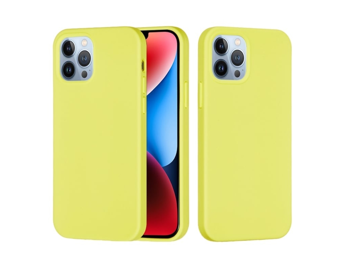 Capa De Silicone Para Iphone 15 Pro Max - Cor Sólida, Proteção Fina E Antiaderente - Amarelo Limão