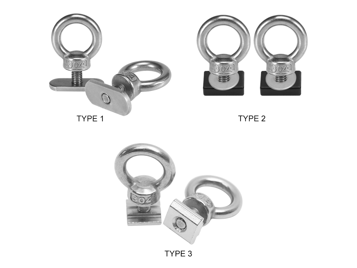 2 Unidades Olho De Fixação Para Corda Bungee Em Trilho De Kayak Aço Inoxidável