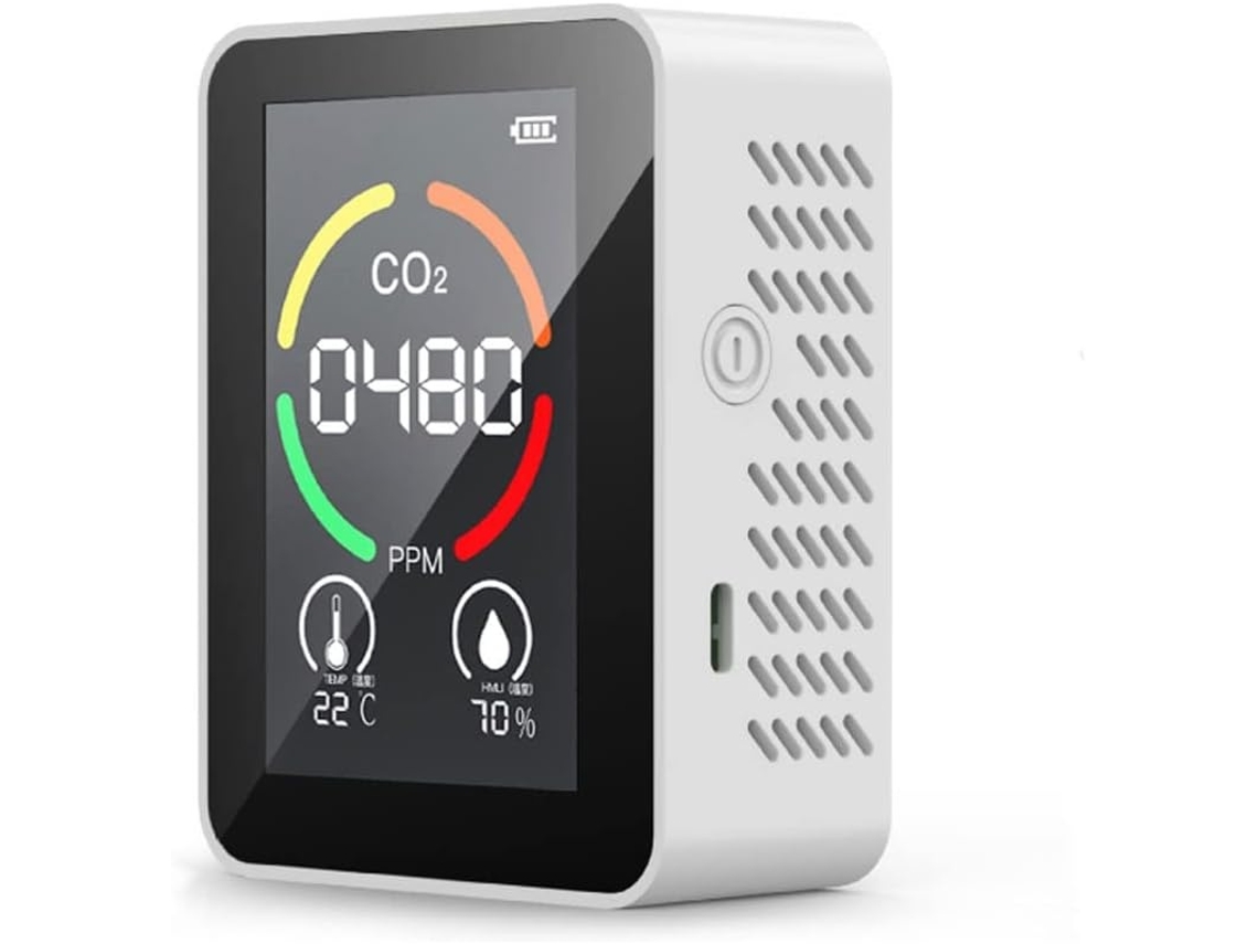 Lurelia Medidor De Qualidade Do Ar 3 Em 1 Co2, Temperatura/humidade, Com Visor Led, Branco
