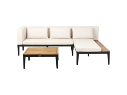 Conjunto De Sofá Y Mesa Beliani Bracciano De Madera De Acacia Certificada Beige 240x180x79