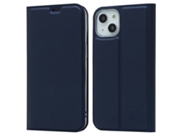 Capa Para Iphone 14 Plus Pele Sintética Magnética Com Porta-cartões Azul