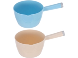 Conjunto De 2 Conchas De Cozinha Pequenas De Plástico Azul E Bege, Multifuncionais Para Regar