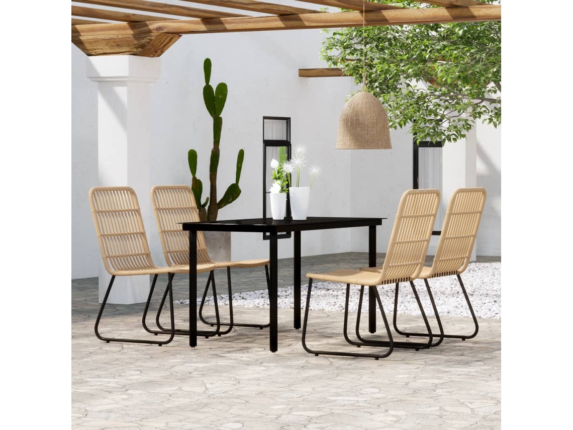 Vidaxl 5 Pcs Conjunto De Jantar Para Jardim Cor De Carvalho