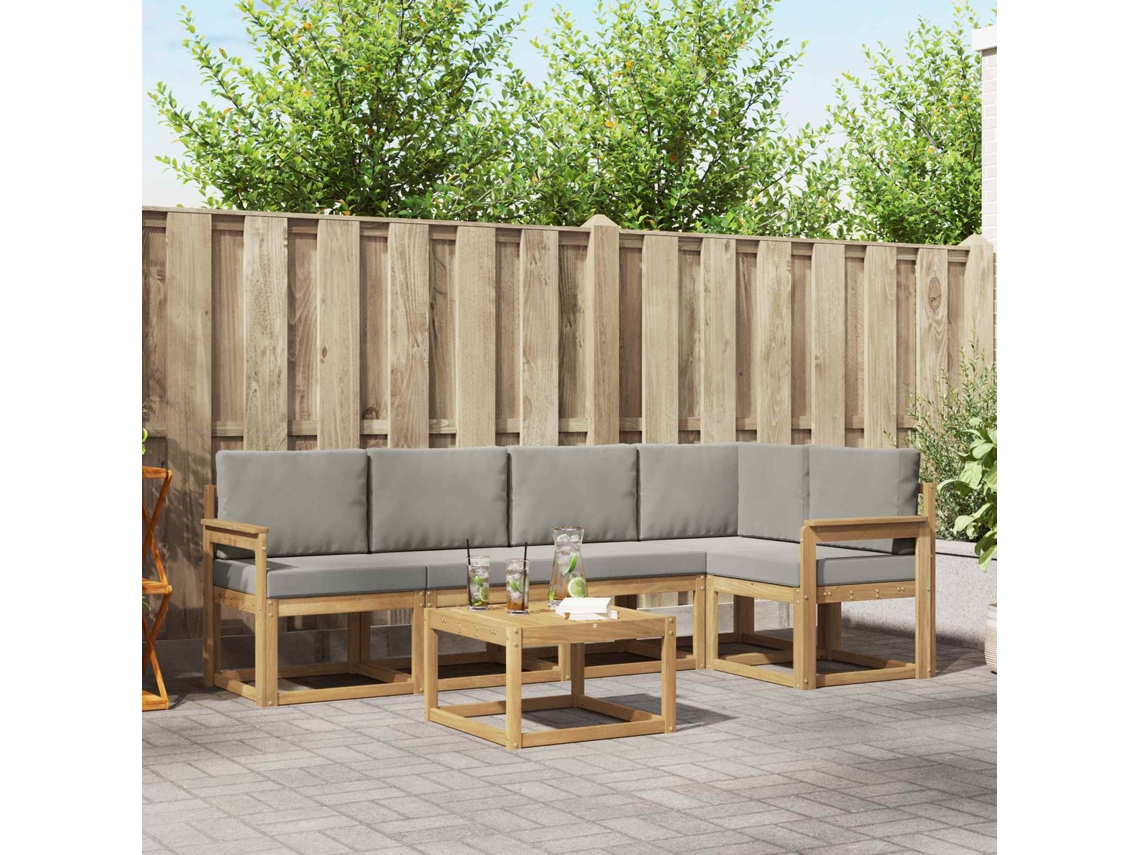 Vidaxl Conjunto De Sofás Para Exterior 6 Pcs Branco E Cinzento-claro
