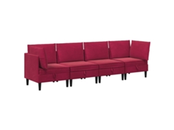 Conjunto 4 Conjunto De Sala De Estar Vidaxl Vermelho Veludo (280 X 70 X 82 Cm)