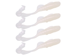 Fishing Lure (long Tail Swimming Salted Silicone) Curly Worm Soft Bait Artificial Silver Fishing Tackle (4 Pieces Per Pack)