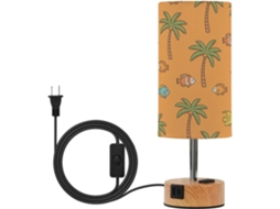 Luminária de mesa moderna Junzan Tropical Laranja com portas USB C + A, lâmpada LED incluída, ideal para quartos.