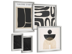 Galeria De Pinturas Murais Padrões Abstratos De Vegetação Moldura Prateada Imagens Para Um Quarto Infantil Espelharte (conjunto De 5 Imagens)