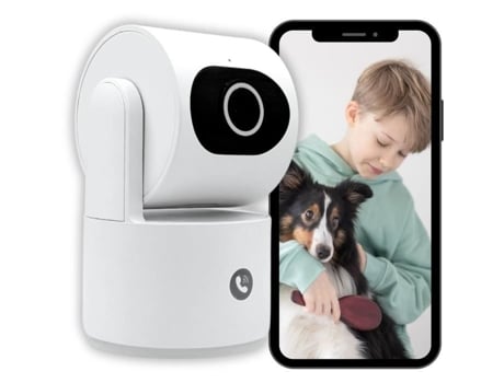 Câmera de vigilância interna Wi-Fi Konyks Camini Care 2 com sirene e botão de chamada de vídeo