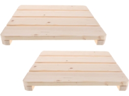 Inoomp Tapetes de Banho de Madeira de Pinheiro 30x30cm Antiderrapantes e Grossos para Sauna, Banheiro, CHABERLU (2 Peças)