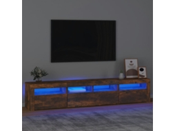 Vidaxl Móvel De Tv Com Luzes Led 210x35x40 Cm Carvalho Fumado