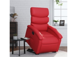 Vidaxl Poltrona Reclinável Elevatória Couro Artificial Vermelho