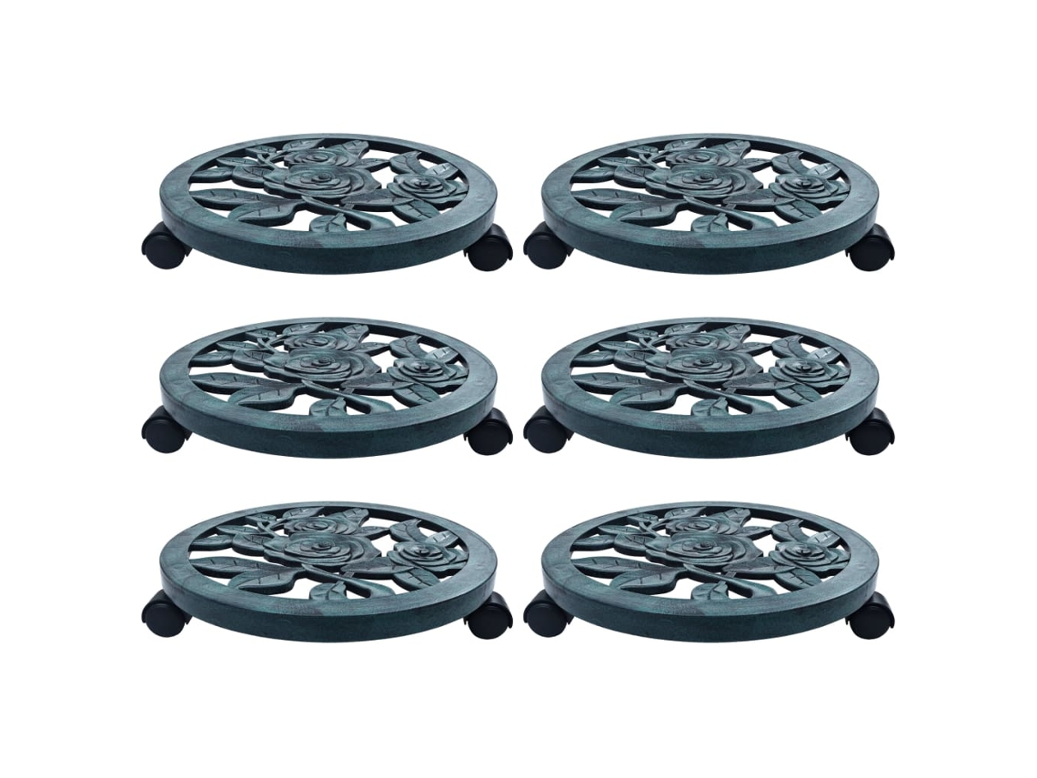 Vidaxl Suportes Com Rodas Para Plantas 6 Pcs 38 Cm Plástico Verde