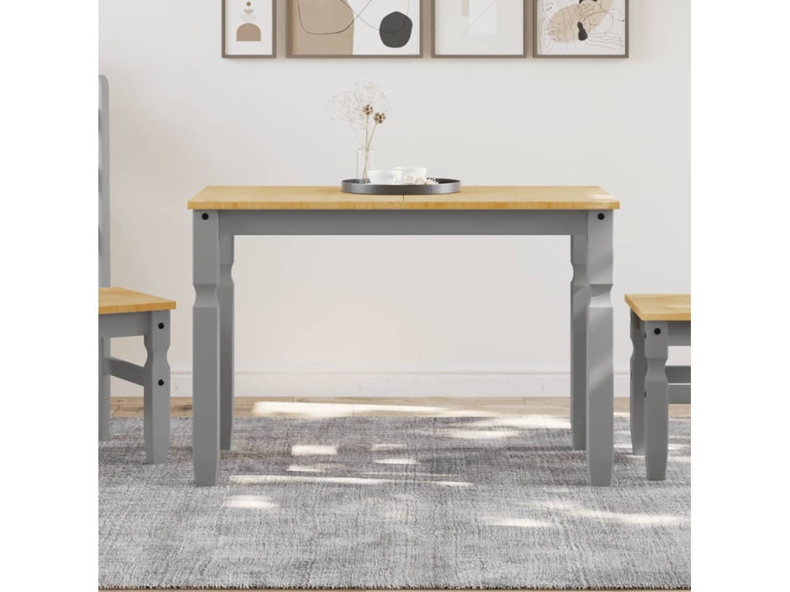 Vidaxl Mesa De Jantar Corona 112x60x75 Cm Madeira Pinho Maciça Cinza