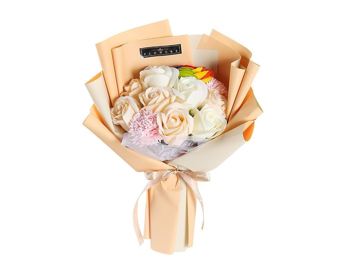 Presente de dia das mães Fasst, ramo de sabonete com cravos rosas e flores preservadas
