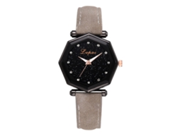 Relógio de Pulso Feminino Lvpai de Quartzo com Cinto Pu e Esfera Irregular Cinza