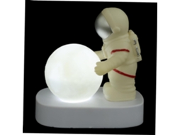 Luminária De Mesa Decorativa Em Resina Com Design Astronauta Da
