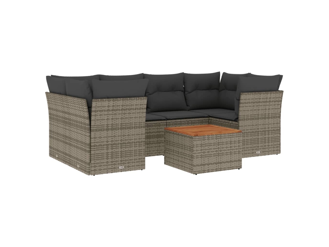 Conjunto de 7 Sofás para Jardim com Almofadões Vime Pe Cinzento MAISON EXCLUSIVE (7 pcs)
