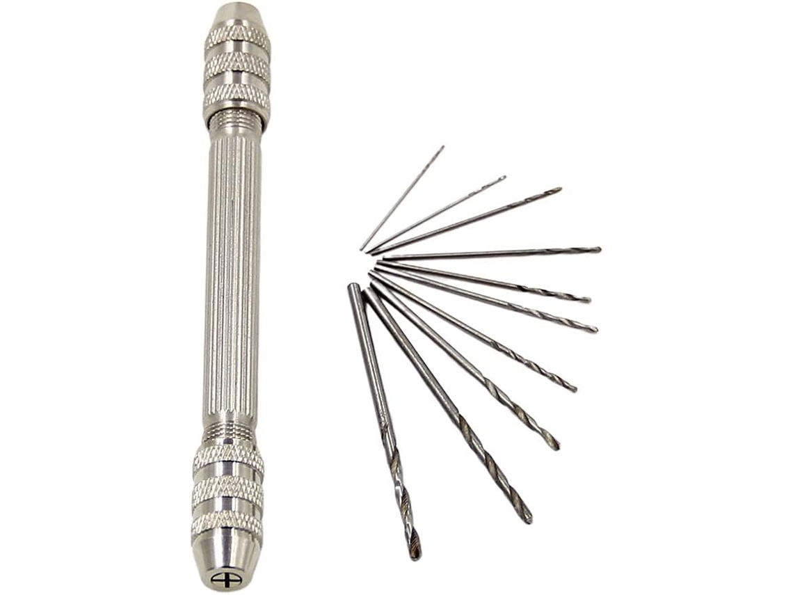 Conjunto De Mini Furadeira Manual Aço Leve Com Ponta Dupla Para