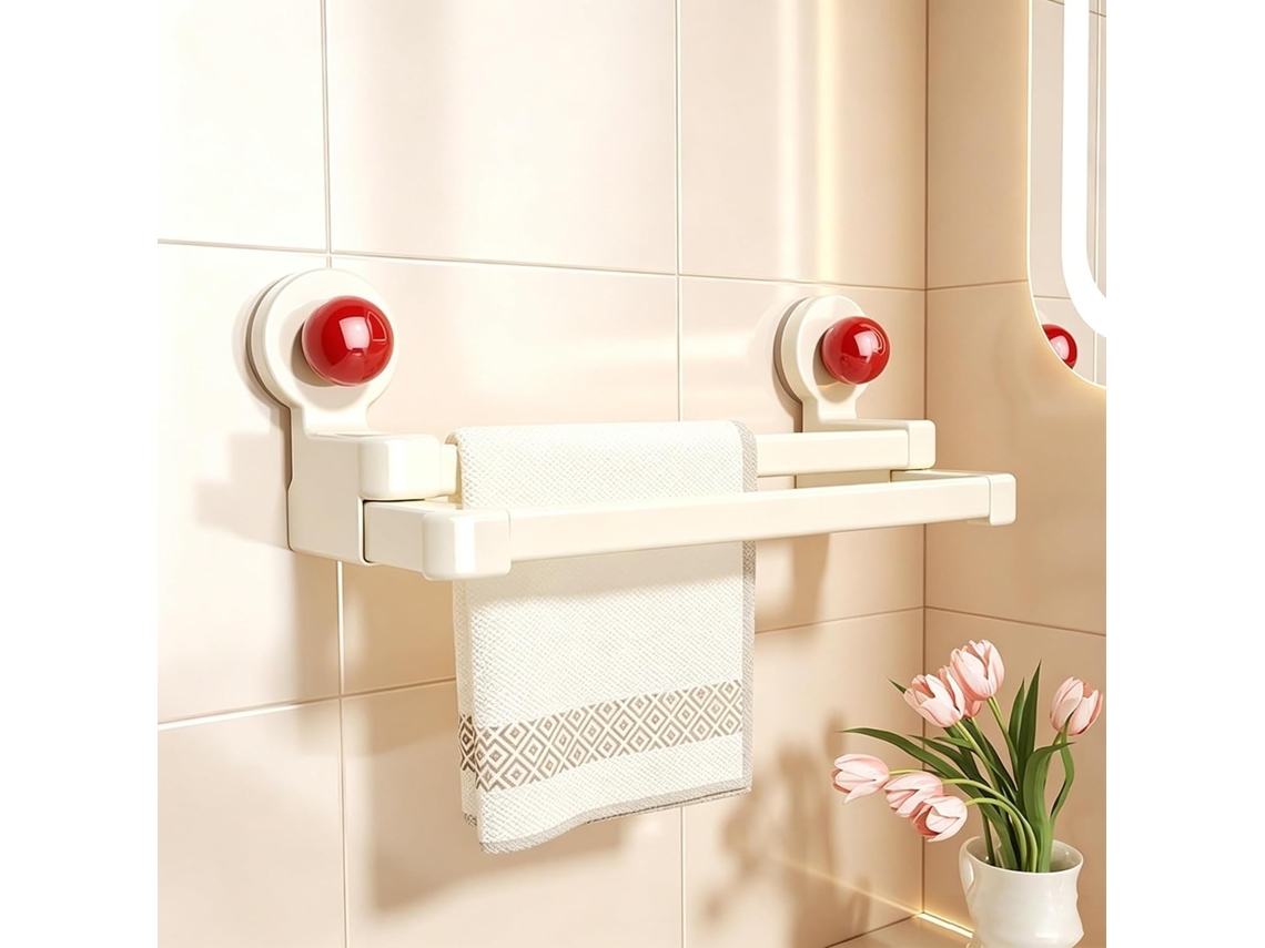Suporte Duplo Para Toalhas Com Ventosa, Expansível, Sem Necessidade De Furar, Em Plástico