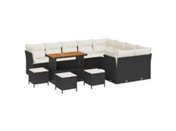 Conjunto 13 Conjunto De Sofá De Jardim Vidaxl Preto Vime Pe (110 X 55 X 71 Cm)