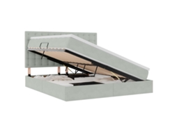 Cama com Arrumação e Led Cinzento Claro Veludo MAISON EXCLUSIVE (180x200 cm)