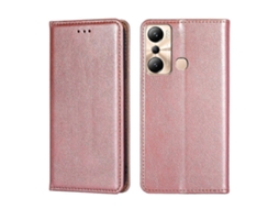 Capa De Celular Em Couro Magnético Com Acabamento Brilhante E Cor Sólida Para Infinix Hot 20i