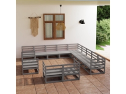 Vidaxl 13 Pcs Conjunto Lounge De Jardim Pinho Maciço