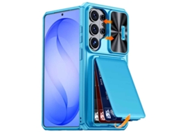 Capa Hexinyigjly Para Samsung Galaxys25 Ultra Com Porta-cartões Azul