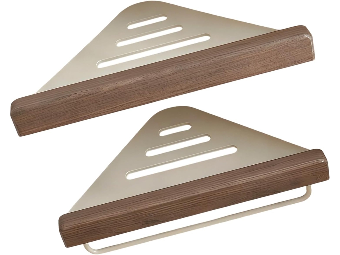 Cesto De Canto Madeira Artesanal, Prateleira Triangular Para Parede, Ideal Para Organização De Espaços Pequenos