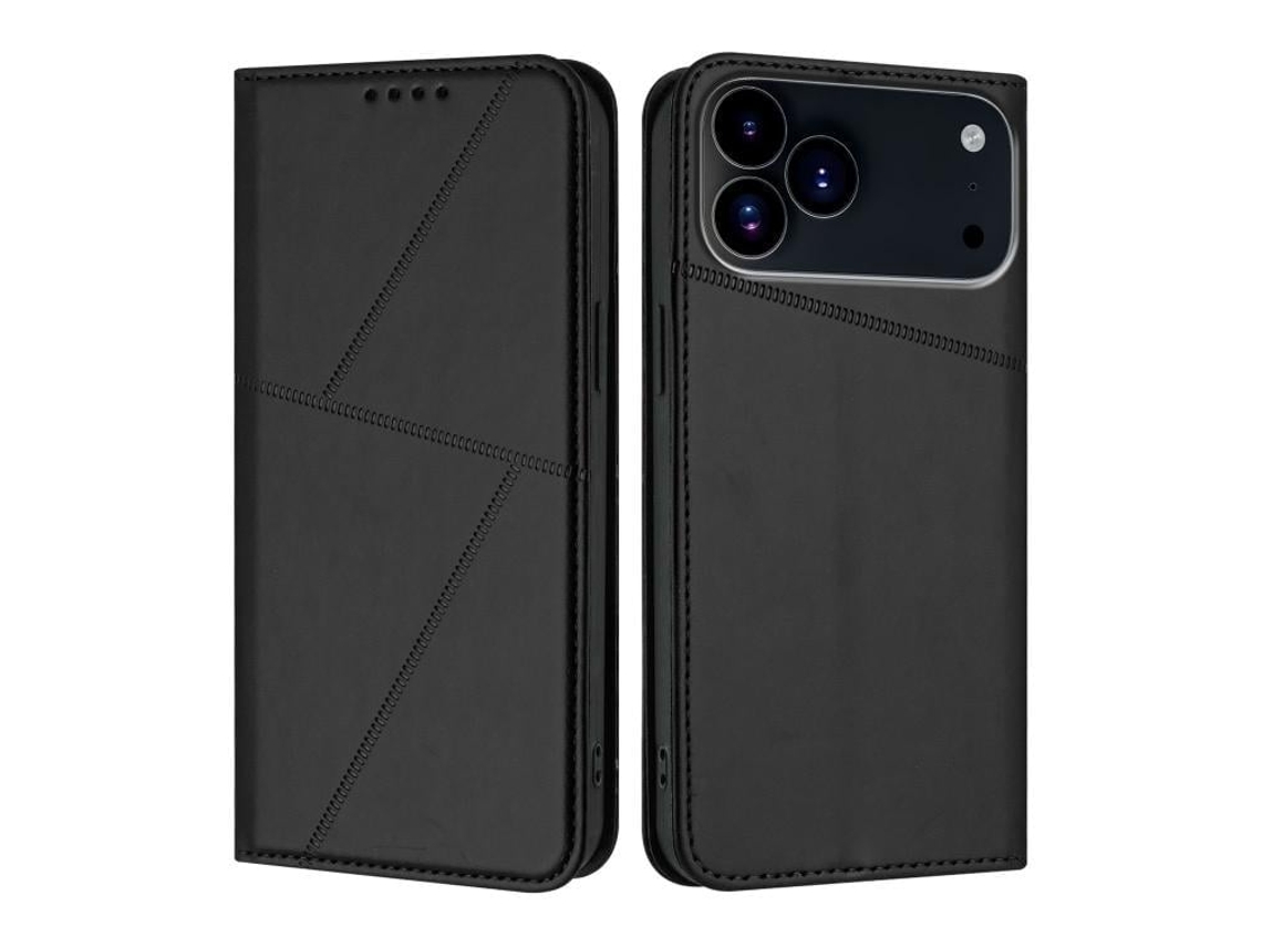 Capa De Couro Fosco Para Iphone 17 Pro Max - Flip Magnético