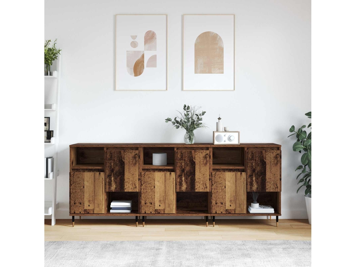 Vidaxl Aparadores 3 Pcs Madeira Antiga