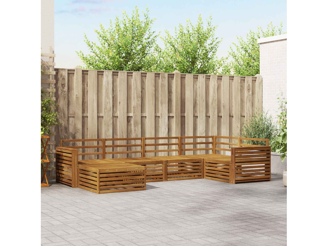 Vidaxl Conjunto De Sofás Para Exterior 6 Pcs Natural