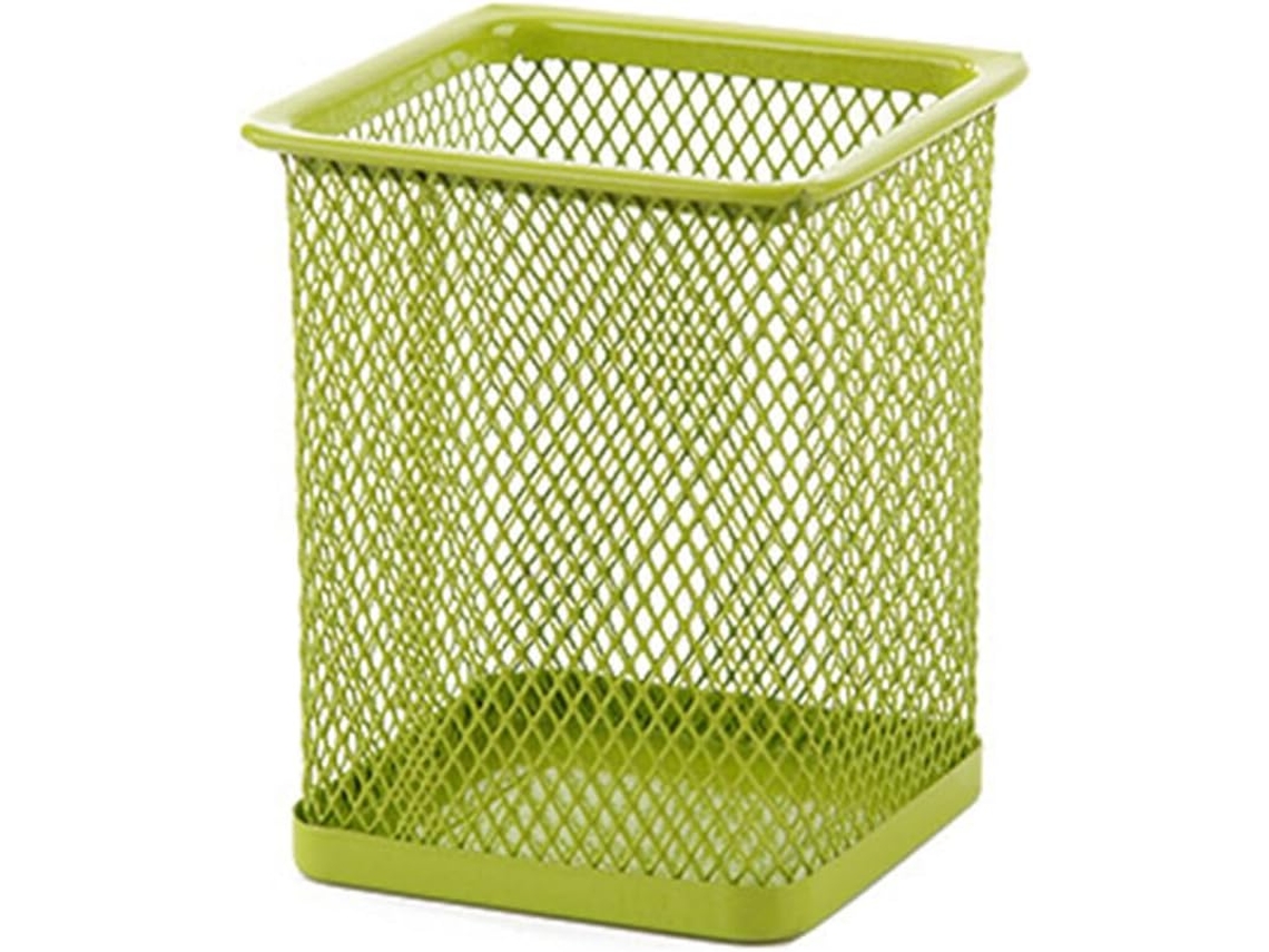 Porta-lápis de metal Suwiaklall em tecido, formato redondo/quadrado, para mesa, artigos de papelaria, organizador de escritório.