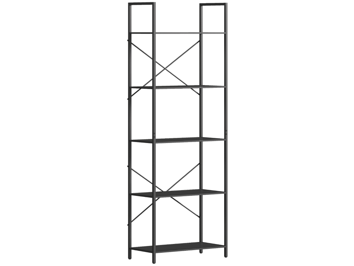 Prateleira Metálica Preta Estilo Industrial com 5 Níveis, 60 x 30 x 170,5 Cm