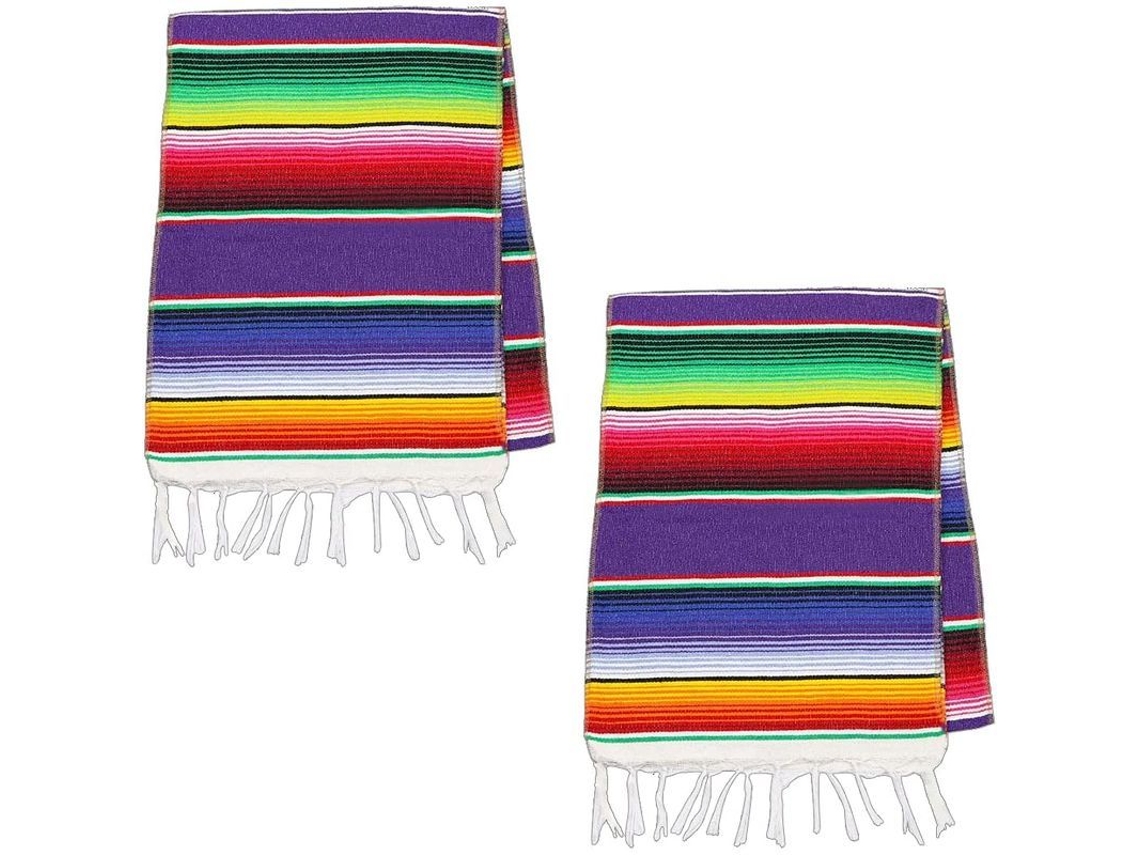 2026 runner de Mesa Mexicano 14x84 Polegadas de Algodão Colorido com Faixa para Festa Temática Decoração