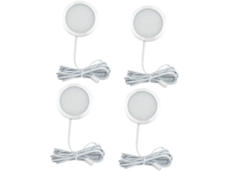 Conjunto de 4 luminárias LED brancas Teto de 12V para autocaravanas e roupeiros, baixo consumo.