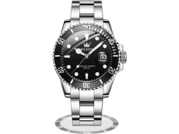 Lurelia Relógio Cronógrafo Masculino, Movimento De Quartzo, Data/calendário, Luminoso, Aço Inoxidável, Resistente À Água 30m, Prata, Dourado