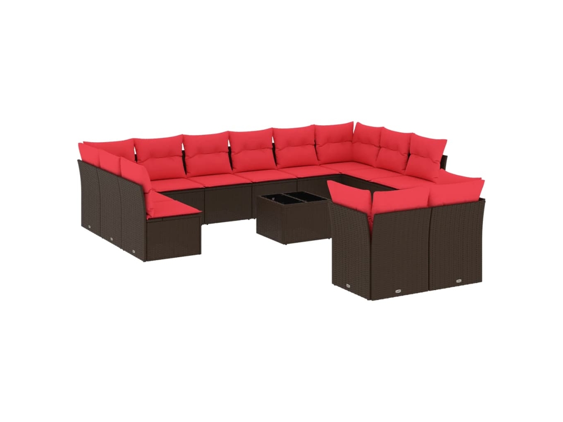Conjunto de Sofá de Jardim 13 Peças Rattan Sintético MAISON EXCLUSIVE