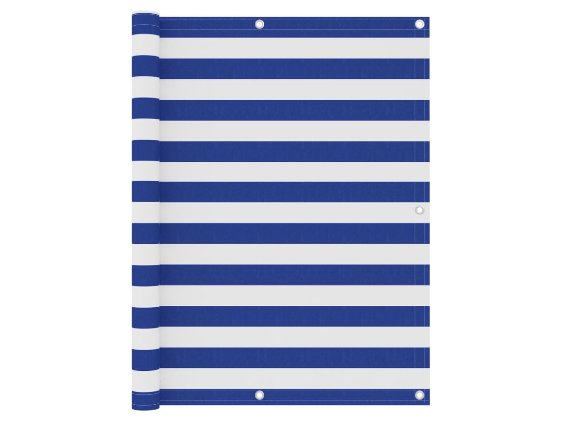 Vidaxl Tela De Varanda 120x400 Cm Tecido Oxford Branco E Azul
