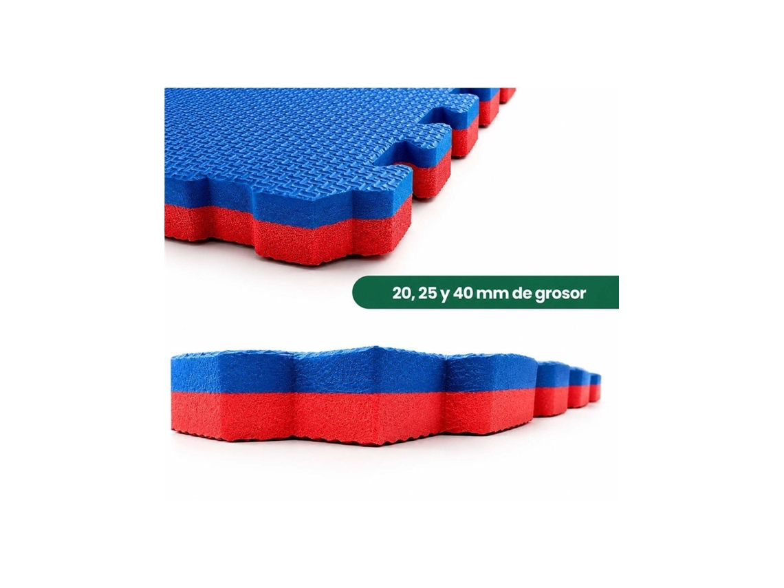 1x1m| Esterilla Reversible Antideslizante | Suelo Para Gimnasios Y Judo | Con Bordes Rojo Y Azul Espesor: 25 Mm