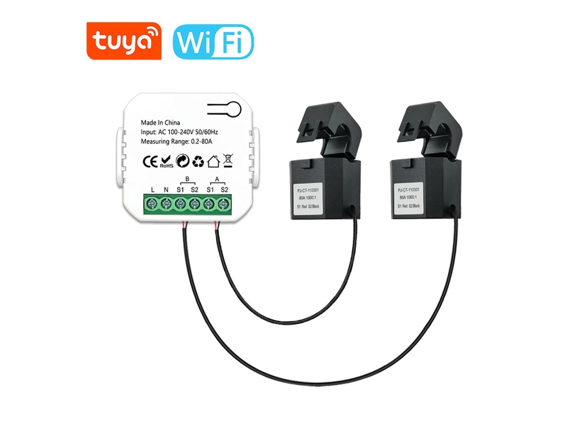 Medidor de Energia Inteligente Tuya Wifi Sistema Solar Fotovoltaico Consumo de Produção de Energia Medidor de Monitoramento Bidirecional Mon 02